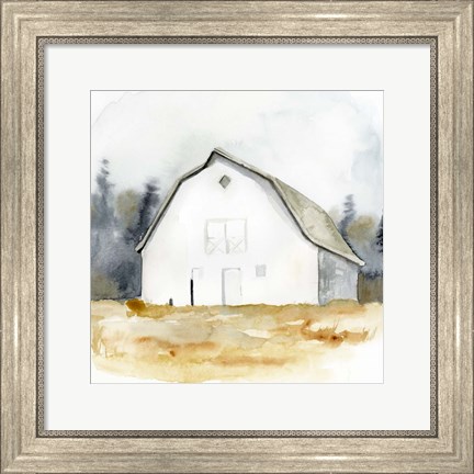 Framed White Barn Watercolor III Print