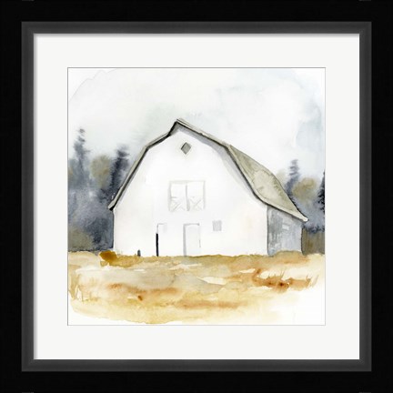 Framed White Barn Watercolor III Print