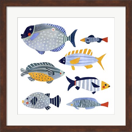 Framed Patterned Fish I Print