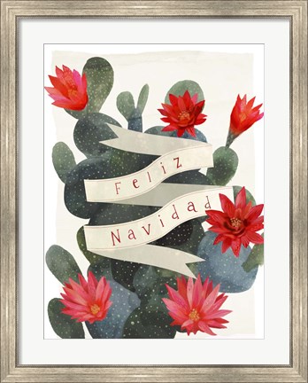 Framed Desert Christmas Cactus I Print