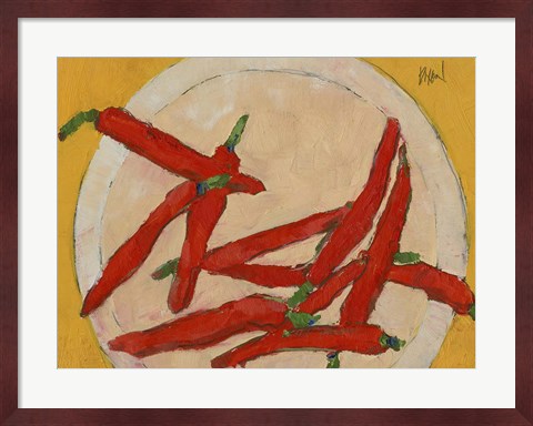 Framed Peppers on a Plate III Print