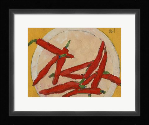 Framed Peppers on a Plate III Print