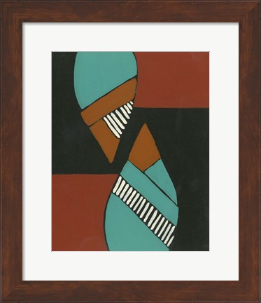 Framed Rust &amp; Teal Patterns VIII Print