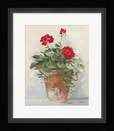 Framed Potted Geraniums II Light Print
