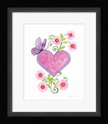 Framed Hearts and Flowers IV Print
