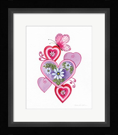 Framed Hearts and Flowers II Print