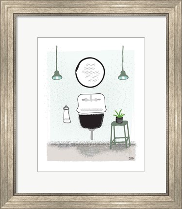 Framed Sage Bath II Print