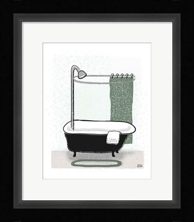 Framed Sage Bath I Print