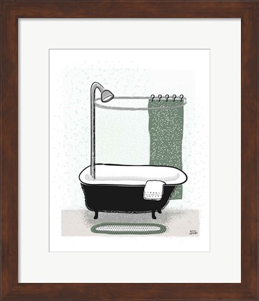 Framed Sage Bath I Print