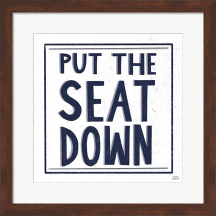 Framed Put the Seat Down Navy Print