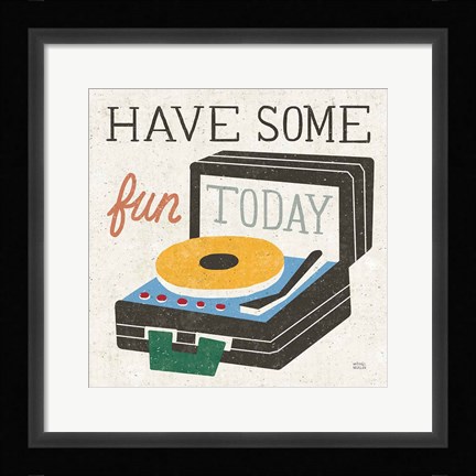 Framed Retro Desktop Record Player v2 Print