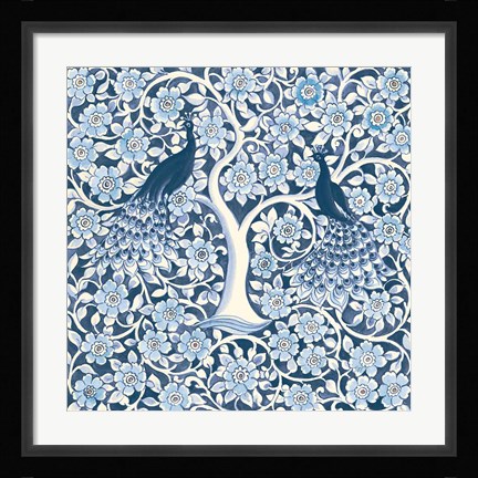 Framed Peacock Garden VII v2 Print