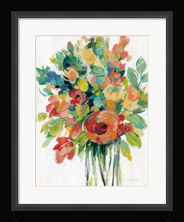 Framed Earthy Colors Bouquet I White Print