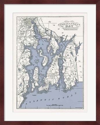 Framed Narragansett Bay Map II Print