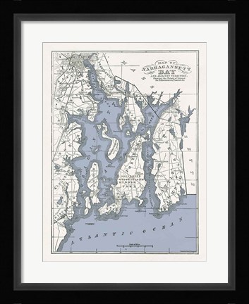 Framed Narragansett Bay Map II Print