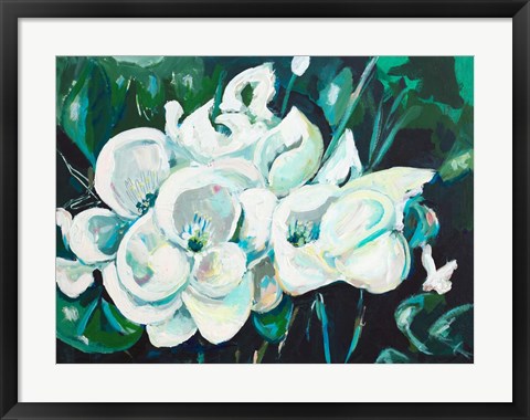 Framed Green into White Orchids Print