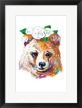 Framed Bear with Flower Crown Print