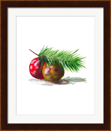 Framed Christmas Bulb on Pine Print