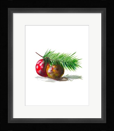 Framed Christmas Bulb on Pine Print
