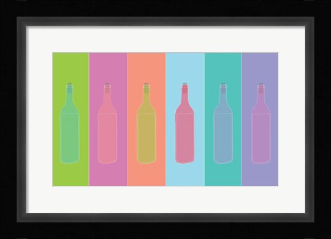 Framed Colorful Mod Wine Bottles Print