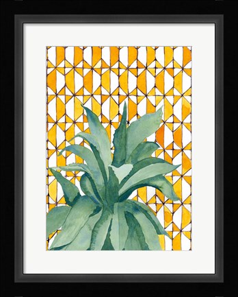 Framed Yellow Tile Agave Print