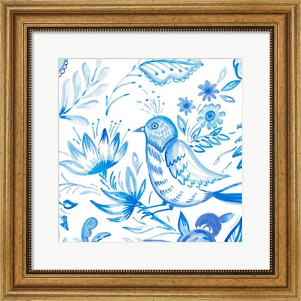 Framed Birds in Blue II Print