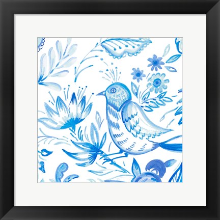Framed Birds in Blue II Print