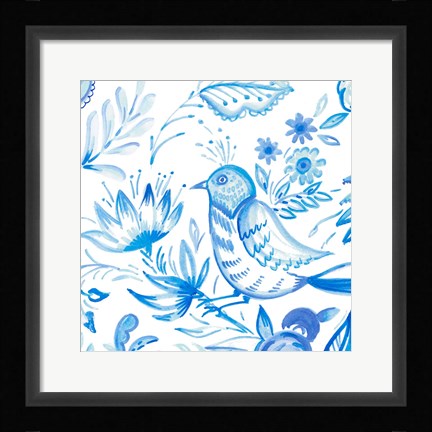 Framed Birds in Blue II Print
