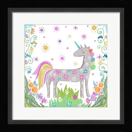 Framed Unicorn Forest II Print