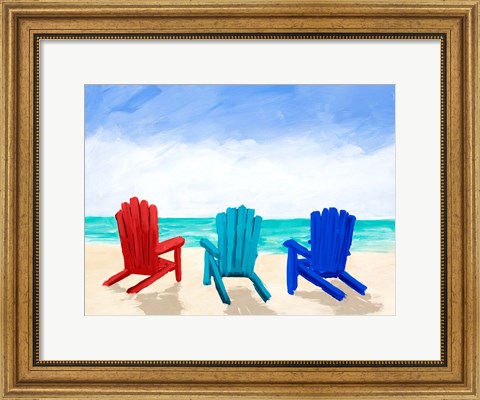 Framed Beach Chair Trio Print