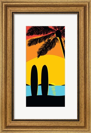Framed Sunset Surf Panel Print