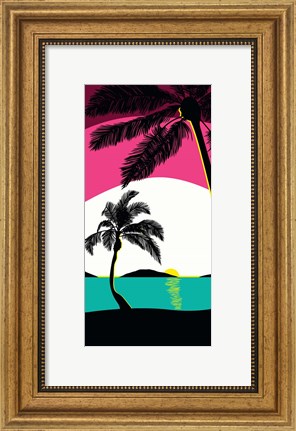 Framed Pink Sunset Surf Panel Print
