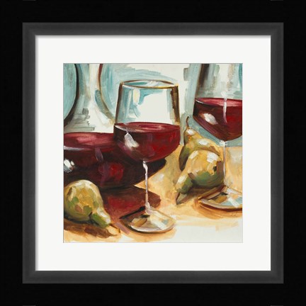 Framed Red Wine and Pears Print