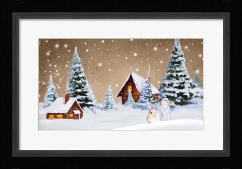 Framed Christmas Village Print