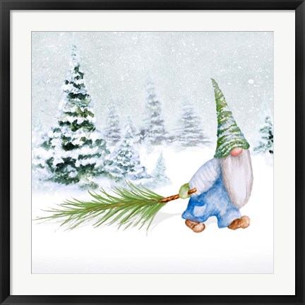 Framed Gnomes on Winter Holiday I Print