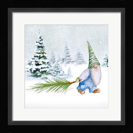 Framed Gnomes on Winter Holiday I Print