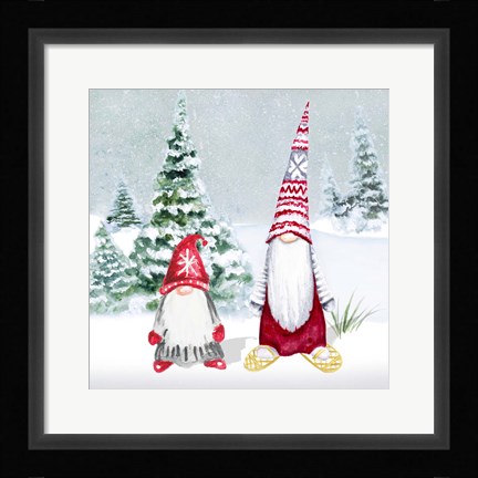 Framed Gnomes on Winter Holiday II Print