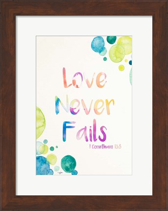 Framed Love Never Fails Print