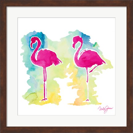 Framed Sunset Flamingo Print