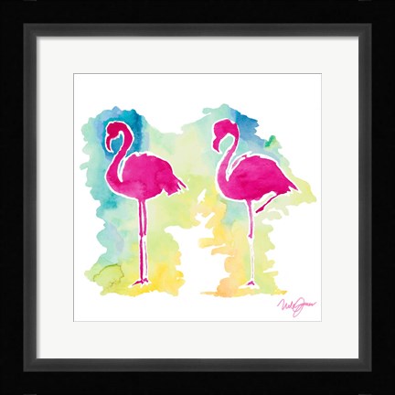 Framed Sunset Flamingo Print
