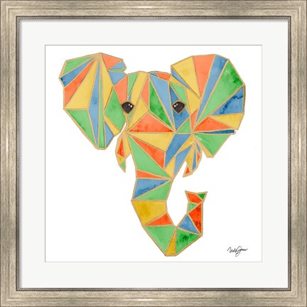 Framed Vibrant Retro Elephant Print