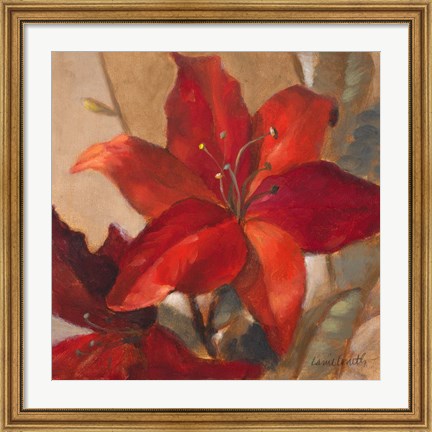 Framed Crimson Fleurish II Print