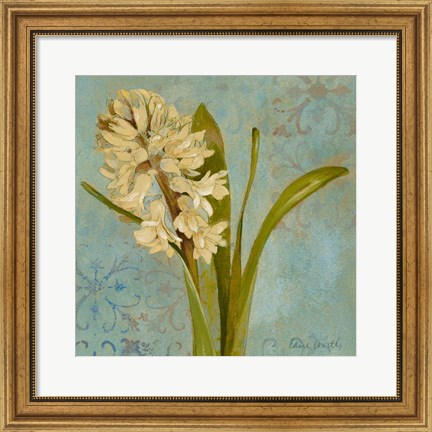 Framed Hyacinth on Teal I Print