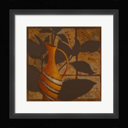 Framed Little Striped Vase I Print