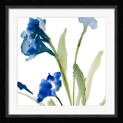 Framed Teal Belles Square I Print