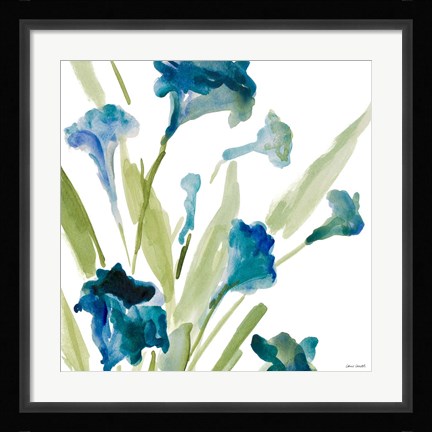 Framed Teal Belles Square II Print