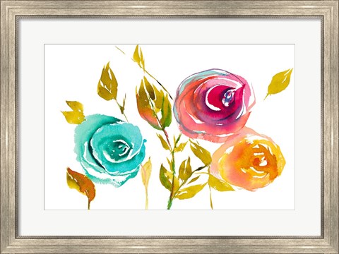 Framed Modern Trio of Blooms I Print