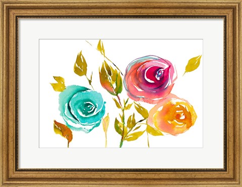 Framed Modern Trio of Blooms I Print