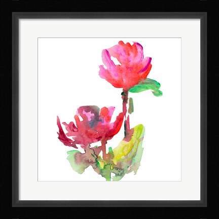 Framed Red Loose Blooms I Print