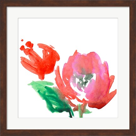 Framed Red Loose Blooms II Print